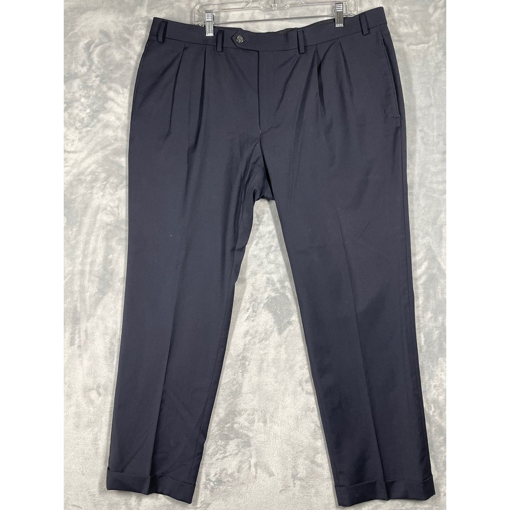 Lauren Ralph Lauren Men High Performance Wool Pleated Dress Pants Navy 40W x 30L